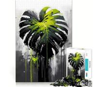 Abstract Monstera Plant Jigsaw Puzzles 1000 Pieces for Teenagers Home Fun Smooth Cut Family Fun Great Gift (50x75cm)