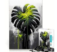 Abstract Monstera Plant Jigsaw Puzzles for Adults 1000 Piece Strong Memory Pastime Game Joyful Challenge Thoughtful Gift (38x52cm)