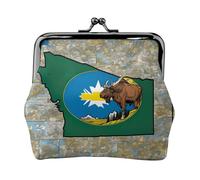 Abstract Montana Flag Map03 print Small Pouch Kiss Lock Coin Purse for Women Coin Change Purse, Credit Card Wallet