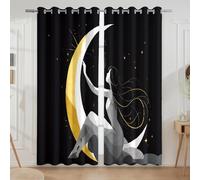 Abstract Moon Female Holy Curtains For Bedroom Decor - Easy Care Printed Grommet Curtains, Yellow, W52 x L90(2 Panels) 132x228cm