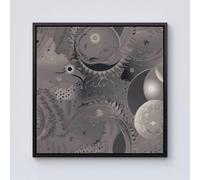 Abstract Moon Shapes Framed Canvas Warren Reed - Designer Black W16 inch x H16 inch