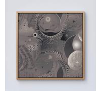 Abstract Moon Shapes Framed Canvas Warren Reed - Designer Light Brown w10_inch_x_h10_inch