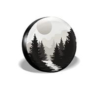 Abstract Moon Spare Tire Cover Mountain Tree Waterproof Dust-Proof Universal Spare Wheel Tire Covers 14 Inch Fit for RV Trailer Truck Jeep Rv SUV Truck Camper Travel Trailer Accessories