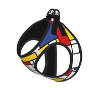 Abstract Mosaic Pattern Print Harness Leash Set For Cat And Small Dog, Adjustable, Reflective, And Escape-Proof Vest With Soft Breathable Mesh Lining