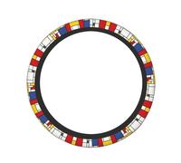 Abstract Mosaic Pattern Print High Elastic Thickening Universal Fit Car Steering Wheel Cover, Elastic Breathable And Odor Less