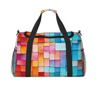 Abstract Mosaic Pattern3 print Carry on Luggage for Women Men Shoulder Weekender Crossbody Bag for Yoga Travel Must Haves, Black, One Size