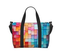 Abstract Mosaic Pattern3 print Gym Bag for Women,Carry on Weekender Overnight Duffle Bag,Personal Item Tote Bag, Black, One Size
