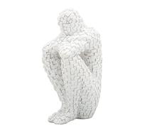 Abstract Mosaic Sculpture, White Resin Thinker Statue Home Office Decoration with Bookend Function, Gift Choice