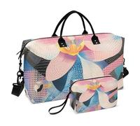Abstract Moth Orchid Flower Colorful Decorative Duffel Bag Tote Bag with Toiletry Bag for Airplane Traveling 2 Pcs Set Bolsa de lona para