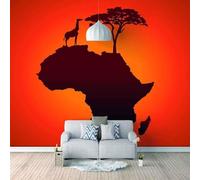 Abstract Mountain Animal Giraffe Tree 3D Wallpaper Premium Textured Silk Study Dining Living Room Bedroom Sofa TV Wall Easy Install-430cm×300cm