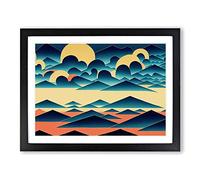 Abstract Mountain Clouds Framed Print | A2 Black Framed Wall Art | Ready to Hang | Abstract Landscape Picture | Living Room Bedroom Lounge Office