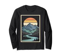 Abstract Mountain Landscape with River Sunset Long Sleeve T-Shirt