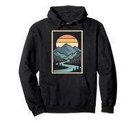 Abstract Mountain Landscape with River Sunset Pullover Hoodie