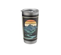Abstract Mountain Landscape with River Sunset Stainless Steel Insulated Tumbler