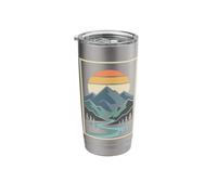 Abstract Mountain Landscape with River Sunset Stainless Steel Insulated Tumbler