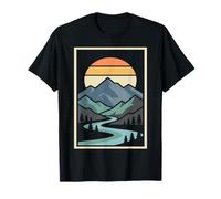 Abstract Mountain Landscape with River Sunset T-Shirt
