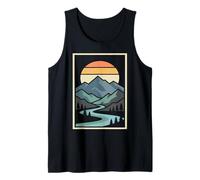 Abstract Mountain Landscape with River Sunset Tank Top