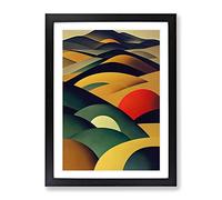 Abstract Mountain Landscapes No.1 Framed Print | A2 Black Framed Wall Art | Ready to Hang | Abstract Landscape Picture | Living Room Bedroom Lounge Office