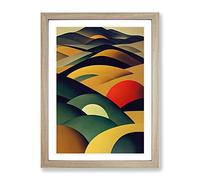 Abstract Mountain Landscapes No.1 Framed Print | A4 Oak Framed Wall Art | Ready to Hang | Abstract Landscape Picture | Living Room Bedroom Lounge Office