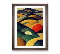 Abstract Mountain Landscapes No.1 Framed Print | A4 Walnut Framed Wall Art | Ready to Hang | Abstract Landscape Picture | Living Room Bedroom Lounge Office