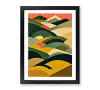 Abstract Mountain Landscapes No.2 Framed Print | A2 Black Framed Wall Art | Ready to Hang | Abstract Landscape Picture | Living Room Bedroom Lounge Office