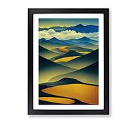Abstract Mountain Landscapes No.3 Framed Print | A2 Black Framed Wall Art | Ready to Hang | Abstract Landscape Picture | Living Room Bedroom Lounge Office