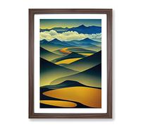 Abstract Mountain Landscapes No.3 Framed Print | A2 Walnut Framed Wall Art | Ready to Hang | Abstract Landscape Picture | Living Room Bedroom Lounge Office