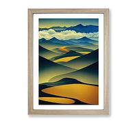 Abstract Mountain Landscapes No.3 Framed Print | A3 Oak Framed Wall Art | Ready to Hang | Abstract Landscape Picture | Living Room Bedroom Lounge Office