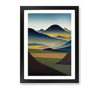 Abstract Mountain Landscapes No.4 Framed Print | A3 Black Framed Wall Art | Ready to Hang | Abstract Landscape Picture | Living Room Bedroom Lounge Office