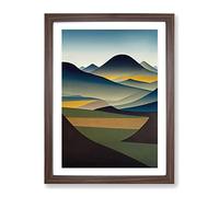 Abstract Mountain Landscapes No.4 Framed Print | A3 Walnut Framed Wall Art | Ready to Hang | Abstract Landscape Picture | Living Room Bedroom Lounge Office