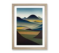 Abstract Mountain Landscapes No.4 Framed Print for Living Room Bedroom Home Office Décor, Wall Art Picture Ready to Hang, Oak A4 Frame (34 x 25 cm)