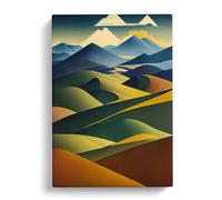 Abstract Mountain Landscapes No.5 Black, Peach, Yellow Canvas Print | Gallery Wrapped 30mm Frame Wall Art | 30x20 inches | Ready to Hang | Abstract Landscape Picture | Living Room Lounge Office
