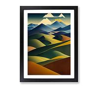Abstract Mountain Landscapes No.5 Framed Print | A2 Black Framed Wall Art | Ready to Hang | Abstract Landscape Picture | Living Room Bedroom Lounge Office