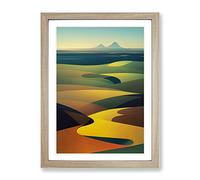 Abstract Mountain Landscapes No.6 Framed Print | A2 Oak Framed Wall Art | Ready to Hang | Abstract Landscape Picture | Living Room Bedroom Lounge Office