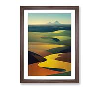 Abstract Mountain Landscapes No.6 Framed Print | A3 Walnut Framed Wall Art | Ready to Hang | Abstract Landscape Picture | Living Room Bedroom Lounge Office