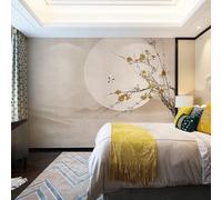 Abstract Mountain Moon Branches Flying Bird 3D Wallpaper Premium Textured Silk Study Dining Living Room Bedroom Sofa TV Wall Easy Install-350cm×256cm