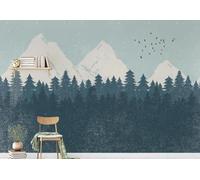Abstract Mountain Peaks Forest Flying Birds Creative 3D Wallpaper Luxury Silk Study Dining Feature Sofa Grey Bedroom Living Room Tv Decorative Wall-200cm×140cm