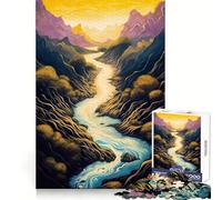 Abstract Mountain River 1000 Piece Jigsaws for Teenagers Memory Build Home Play Home Enjoyable Great Gift (38x26cm)