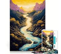 Abstract Mountain River 1000 Piece Jigsaws for Teenagers Memory Build Home Play Home Enjoyable Great Gift (38x26cm)