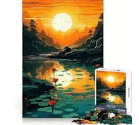 Abstract Mountain River Teenagers 1000 Pieces Puzzle Serene Game Thick Material Pattern Assemble Night Activity (38x26cm)
