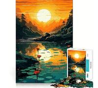 Abstract Mountain River Teenagers 1000 Pieces Puzzle Serene Game Thick Material Pattern Assemble Night Activity (38x26cm)