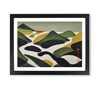 Abstract Mountain River Vol.1 Framed Print | A2 Black Framed Wall Art | Ready to Hang | Abstract Landscape Picture | Living Room Bedroom Lounge Office
