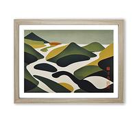 Abstract Mountain River Vol.1 Framed Print | A4 Oak Framed Wall Art | Ready to Hang | Abstract Landscape Picture | Living Room Bedroom Lounge Office