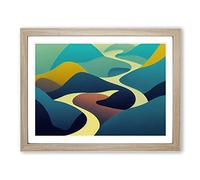 Abstract Mountain River Vol.2 Framed Print | A2 Oak Framed Wall Art | Ready to Hang | Abstract Landscape Picture | Living Room Bedroom Lounge Office