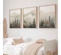 Abstract Mountain Wall Art Neutral Landscape Art Prints Forest Mountain Canvas Boho Forest Art Abstract Nature Artwork Watercolor Nature Pictures Wall Decor for Bedroom 12x16inch (Set of 3) Frameless