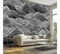 Abstract Mountain Wallpaper for Bedroom Living Room Decor, Black White Line Art Wall Mural Home Accessories, Waterproof Wall Paper 150 x 105 cm F-WJ&59