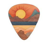 Abstract mountains and sea guitar pick set, 3 different thicknesses, 12 pieces for a variety of instruments