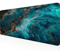 Abstract Mouse Mat 100 x 40cm Large Gaming Mouse Pad Green Keyboard Mat Stitched Edges, Non Slip Rubber Base, Waterproof Soft Cloth, Computer Accessories for Home Office Decor, Gifts PjY4496 0-G