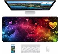 Abstract Mouse Mat 1000x500x3mm, Heart Gaming Mouse Pad, Desk Mat with Waterproof Non-Slip Rubber Base, Mousepad for Stable Grip on Smooth Surfaces, Desk Accessories and Office Accessories T-8581