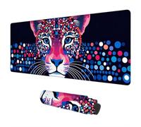 Abstract Mouse Mat Large 1200x600 mm Gaming Mouse Pad Leopard Mousepad, Waterproof Desk Pad Keyboard Mat for Computer Accessories, Mousemat with Non-Slip Base Stitched Edges for Gifts for Men D-35